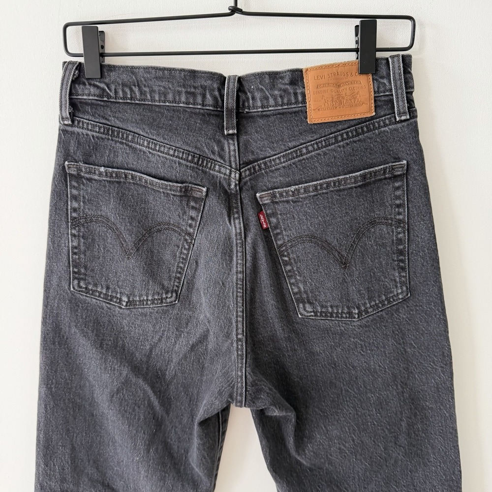 Levis Ribcage Straight Ankle Jeans Womens 29x27 High Rise Button Fly Black Denim - Picture 4 of 8